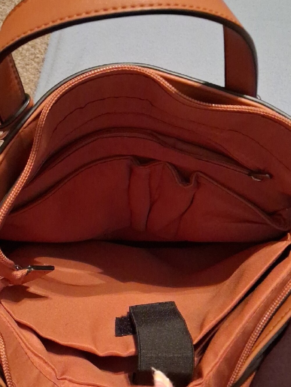 ECCO Cognac Leather Backpack Tote with Tassel - Picture 4 of 9